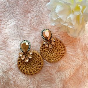 Korean fashion rattan knit wooden earrings